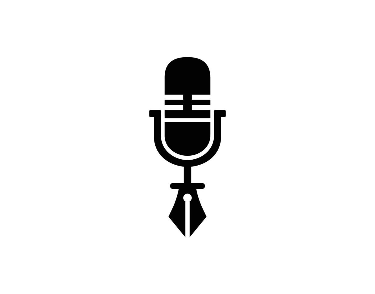 Diseños de símbolo de icono de logotipo de pluma de podcast vector