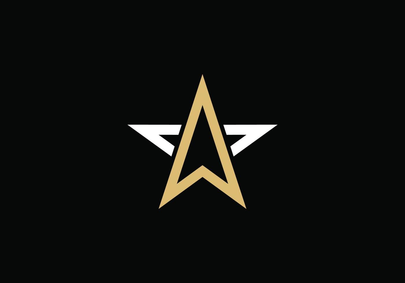 estrella con mapa dorado o letra a inspiración para el diseño del logotipo vector