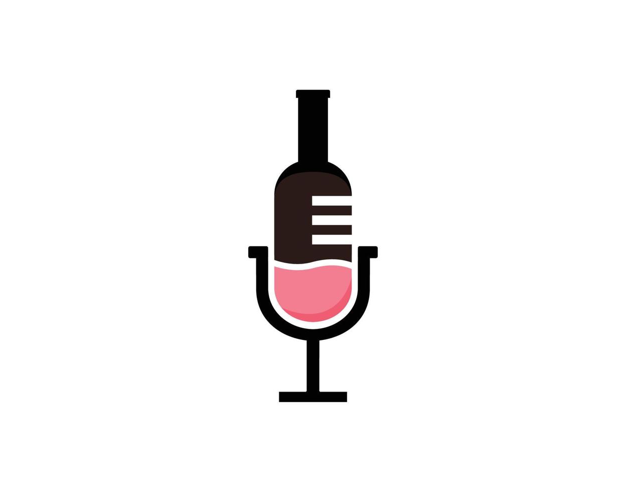 diseño de símbolo de icono de logotipo de botella de vino y podcast vector