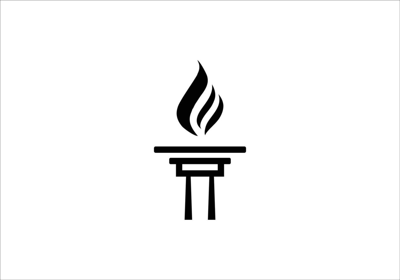 letra inicial t o pilar para el diseño del logotipo de la antorcha vector