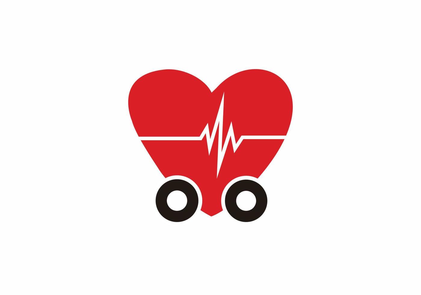 heart love bus car medical health logo design concept vector
