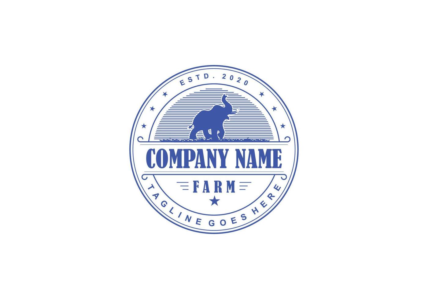 Retro Vintage Cattle Beef Emblem Label logo design and elephant symbol inspiration vector