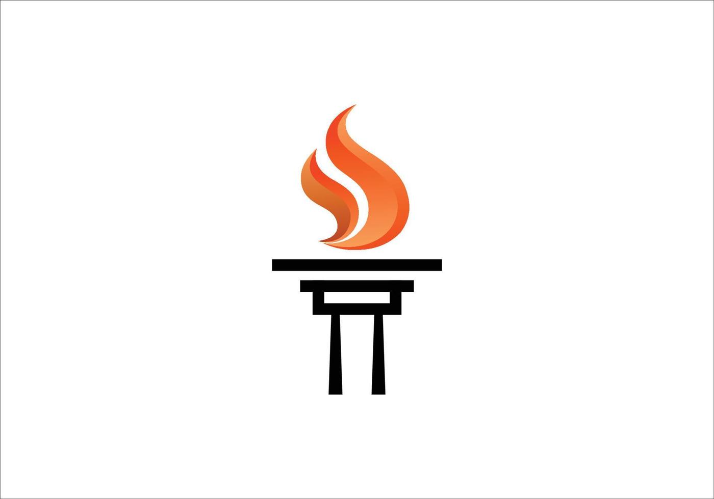 Initial Letter T or pillar for Torch logo design vector