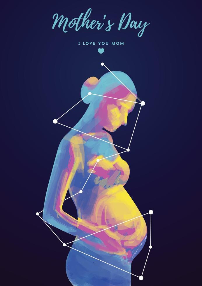 Pregnant lady zodiac concept happy mother's day vector
