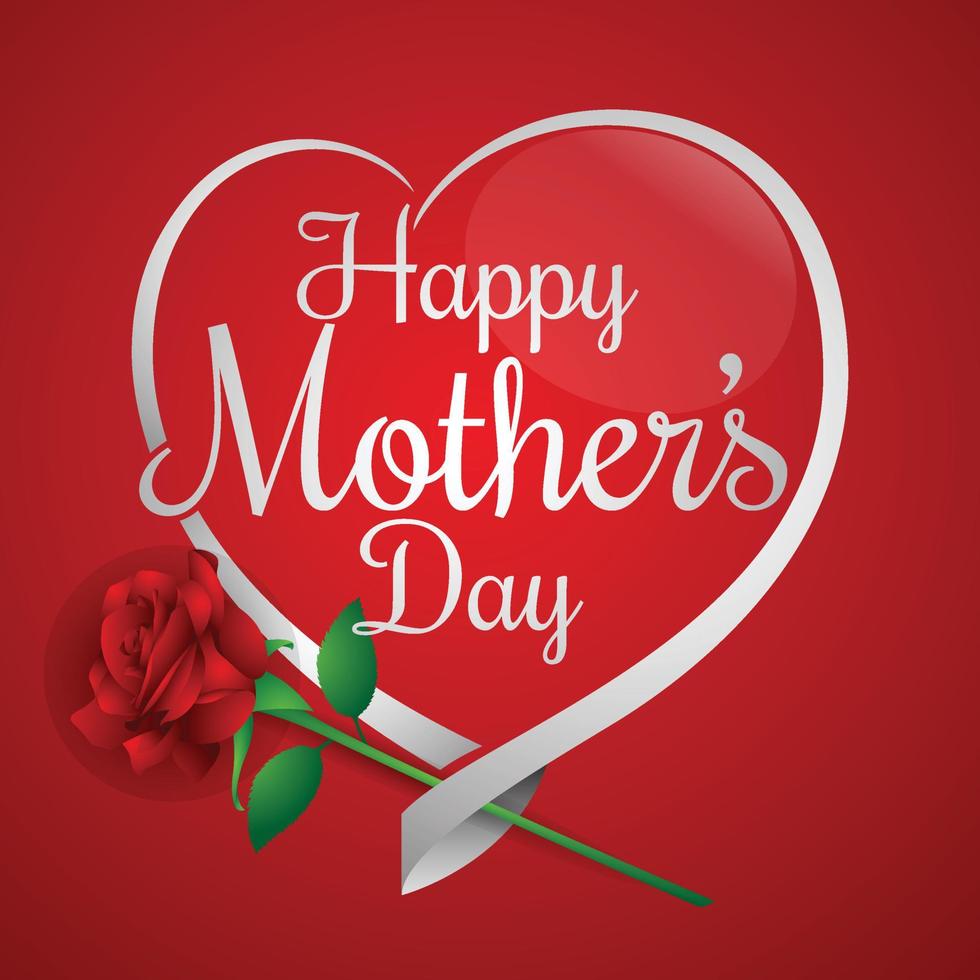 Happy Mother's Day- Typographical red roses with a heart-shaped design. vector