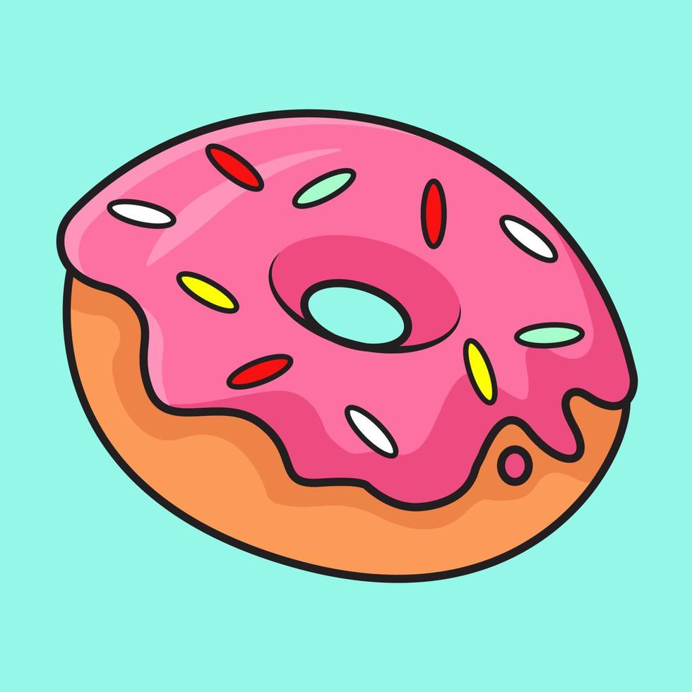 Ilustración de vector de donut de dibujos animados lindo