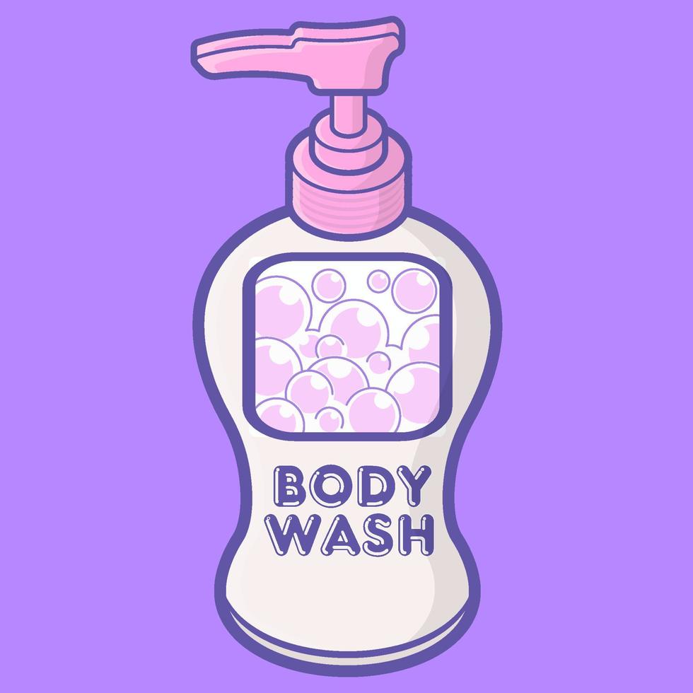 body wash in the bottle for bath groceries vector illustration