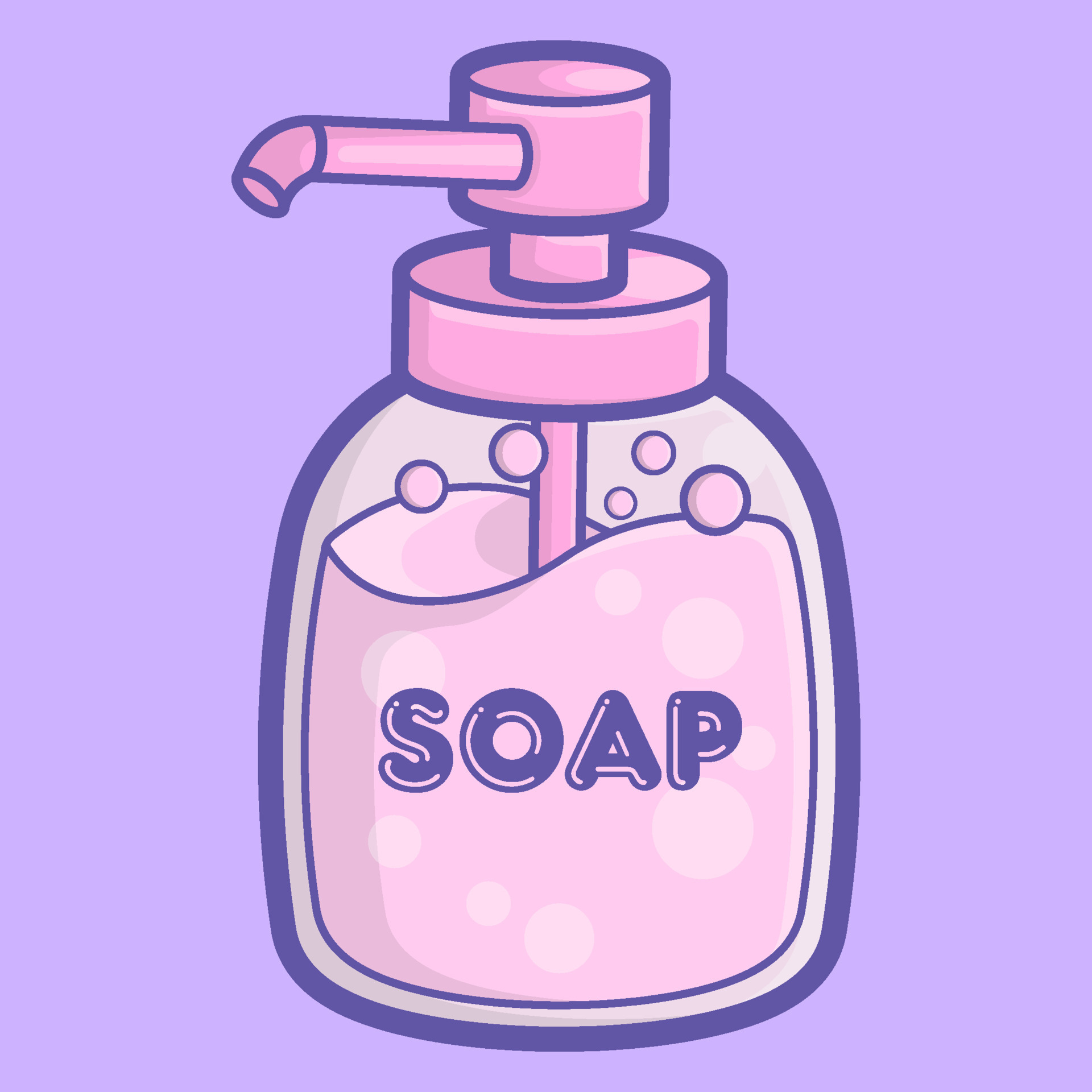 liquid soap in the glass bottle pump for bath groceries vector