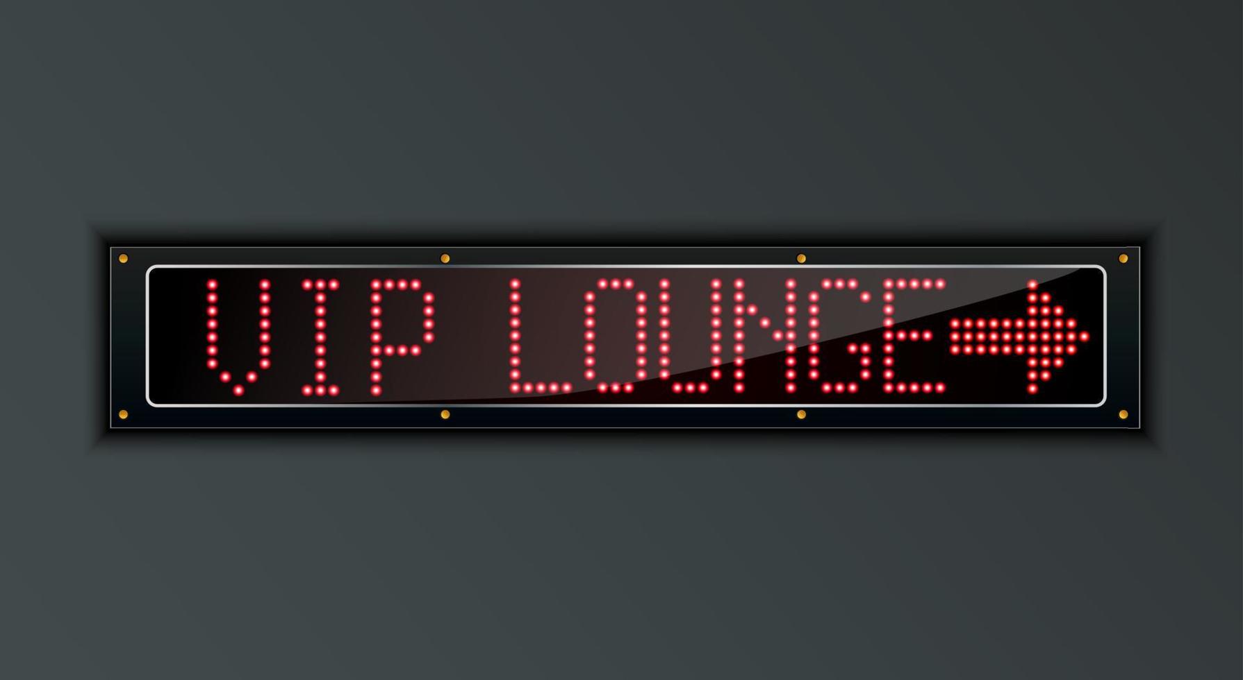 VIP Lounge arrow LED digital Sign vector