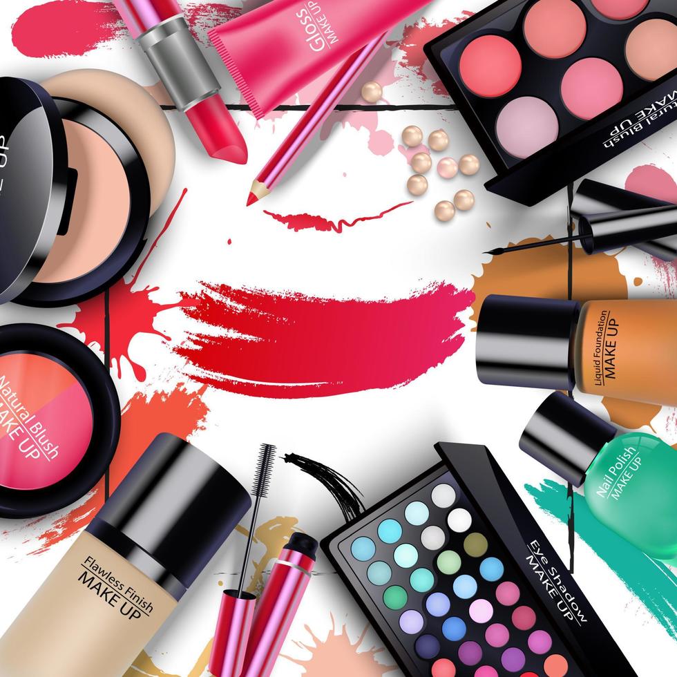 Sets of cosmetics on isolated background.vector vector