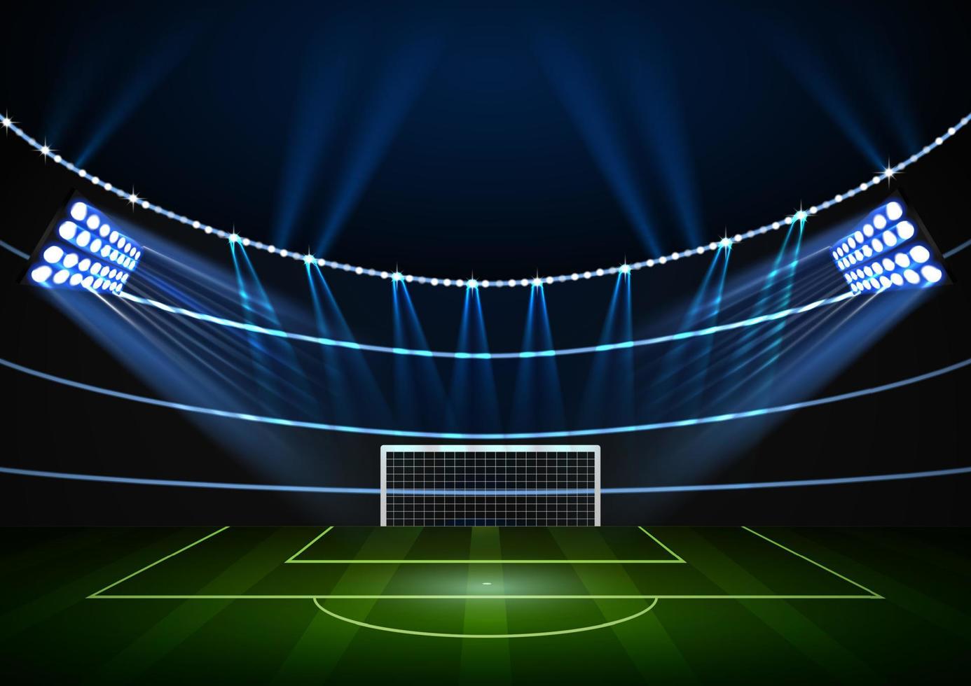 Horizontal Background for night football stadium in the spotlight vector