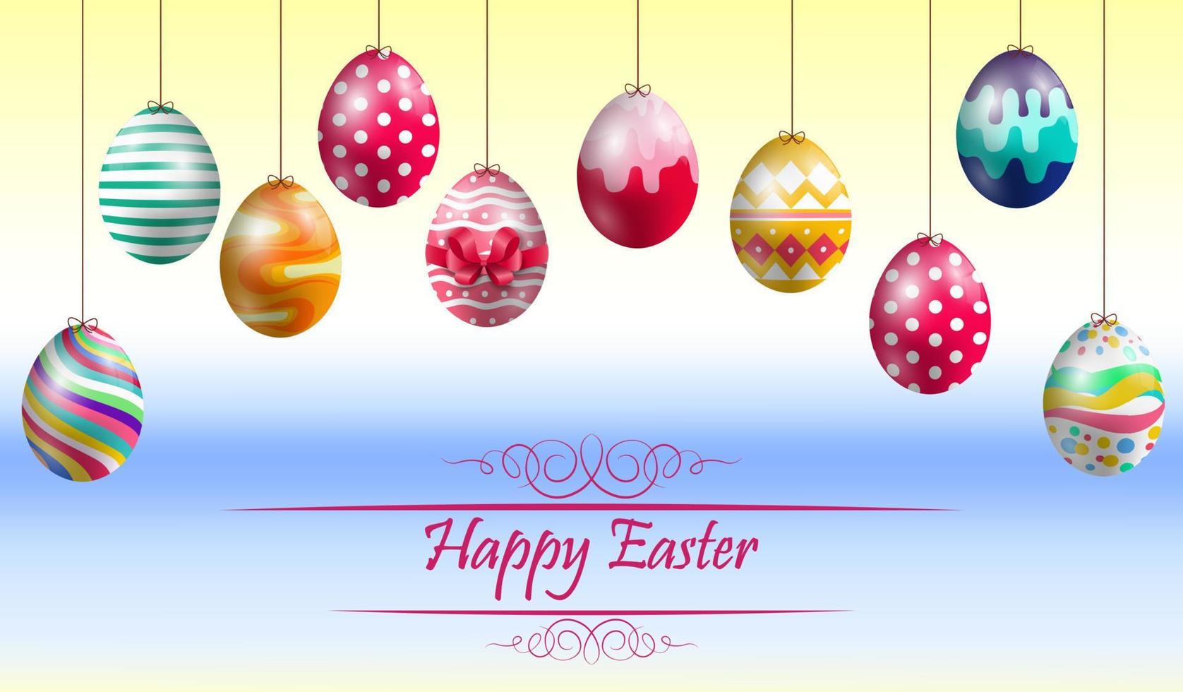 Easter eggs on yellow blue background.Vector vector