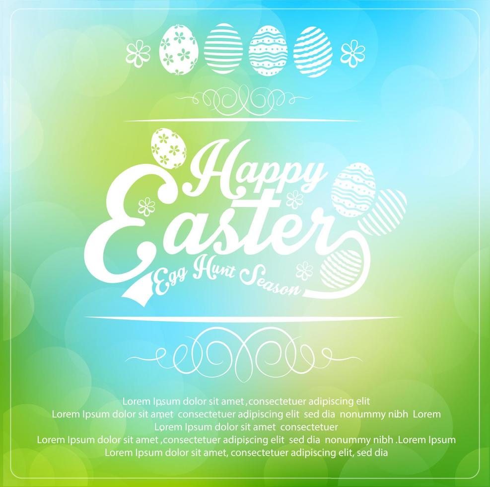 Easter card on blurred background vector