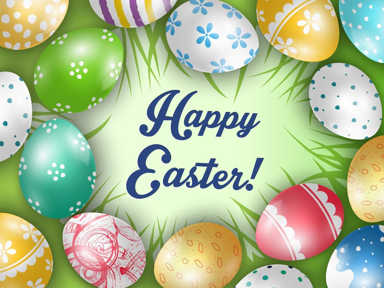 Easter colorful Eggs with a grass background.Vector vector