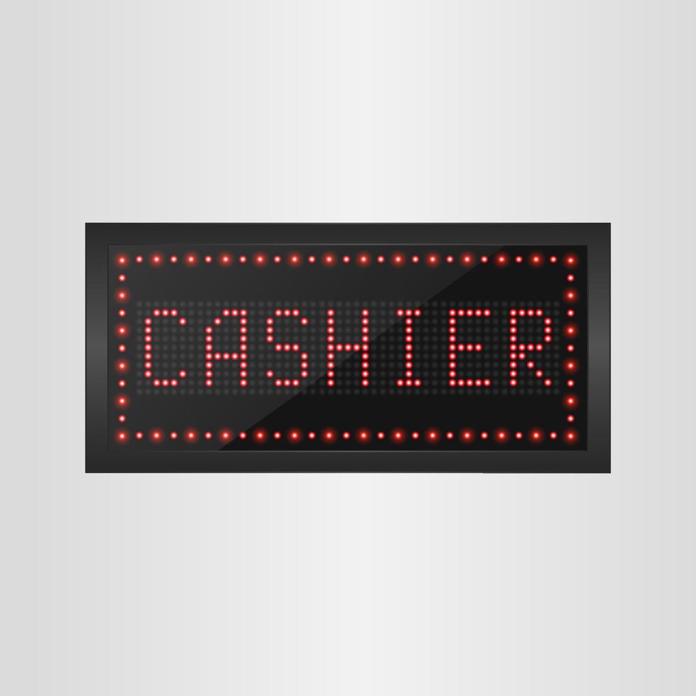 Shining retro LED light banner Cashier sign.vector vector