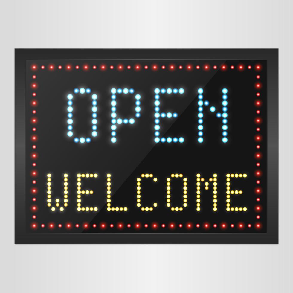 Open and welcome neon sign background.vector vector