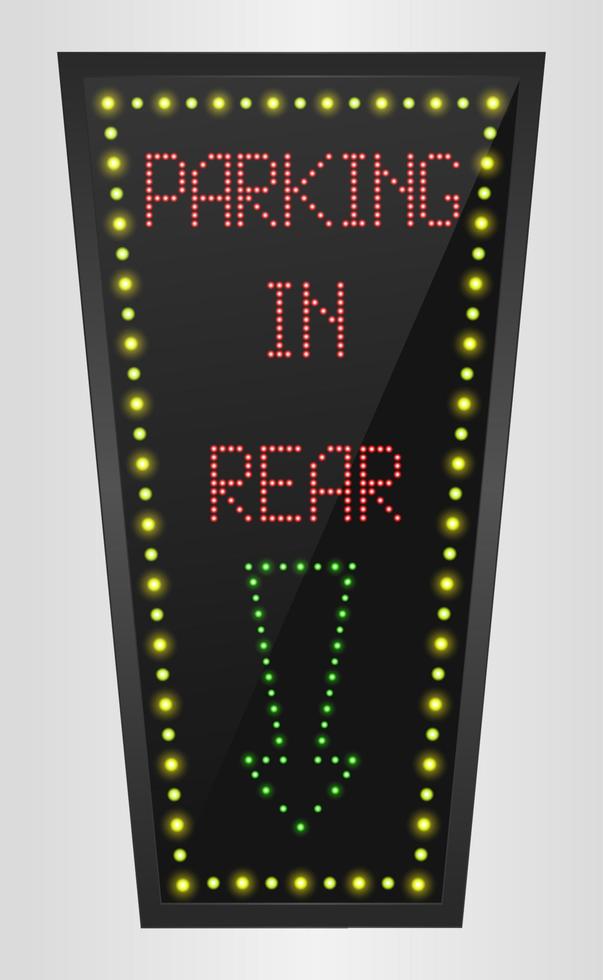 Shining retro light banner parking in rear on a black background.vector vector