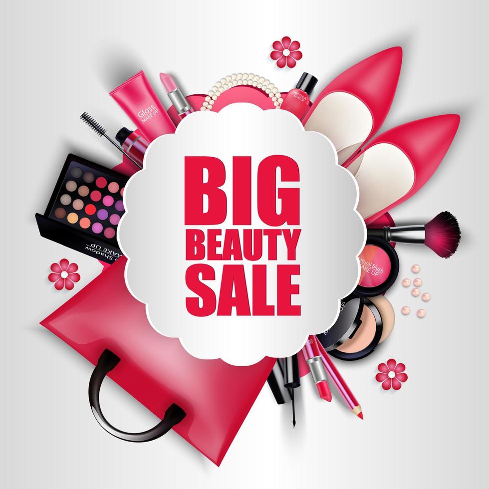 Sets of cosmetics on white background vector