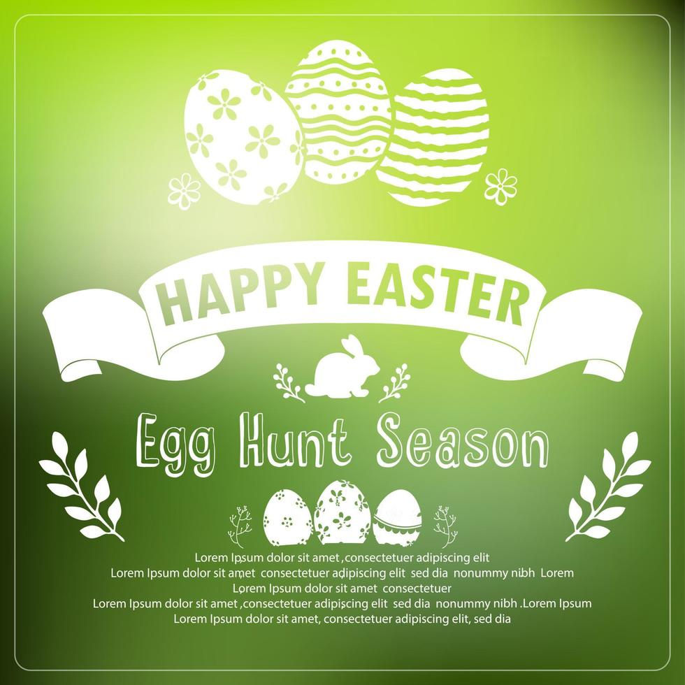 Easter card on green background vector