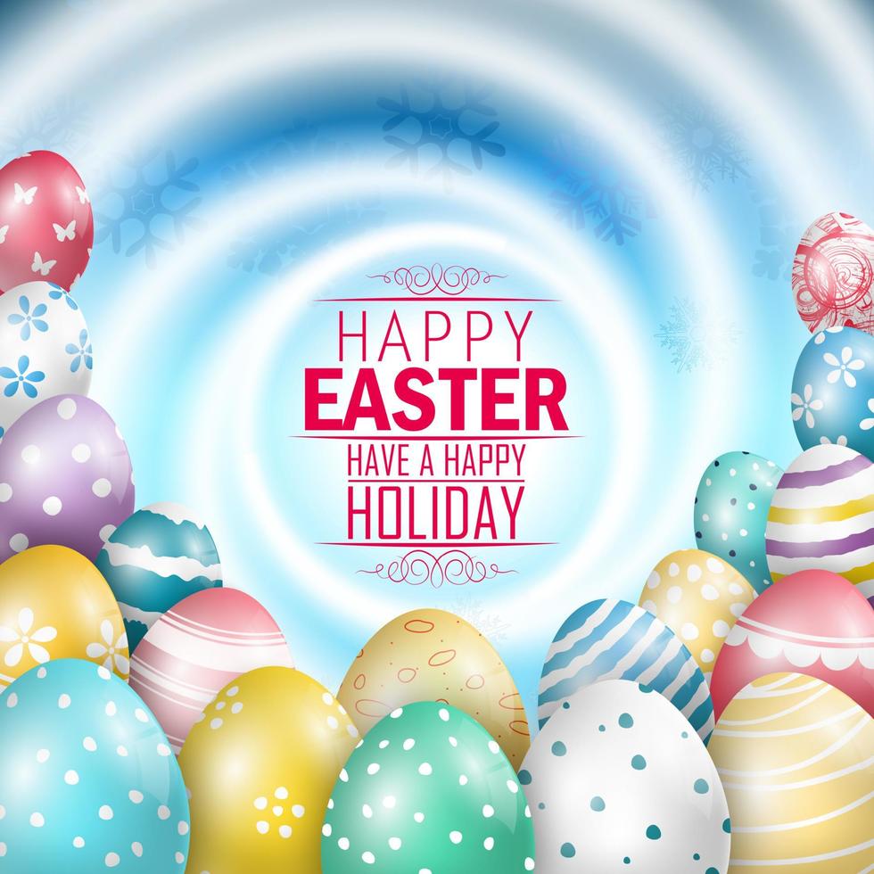 Easter colorful eggs on white swirls background.Vector vector