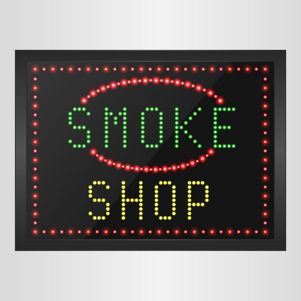 brillante pancarta de luz retro de humo una tienda sobre un fondo negro vector