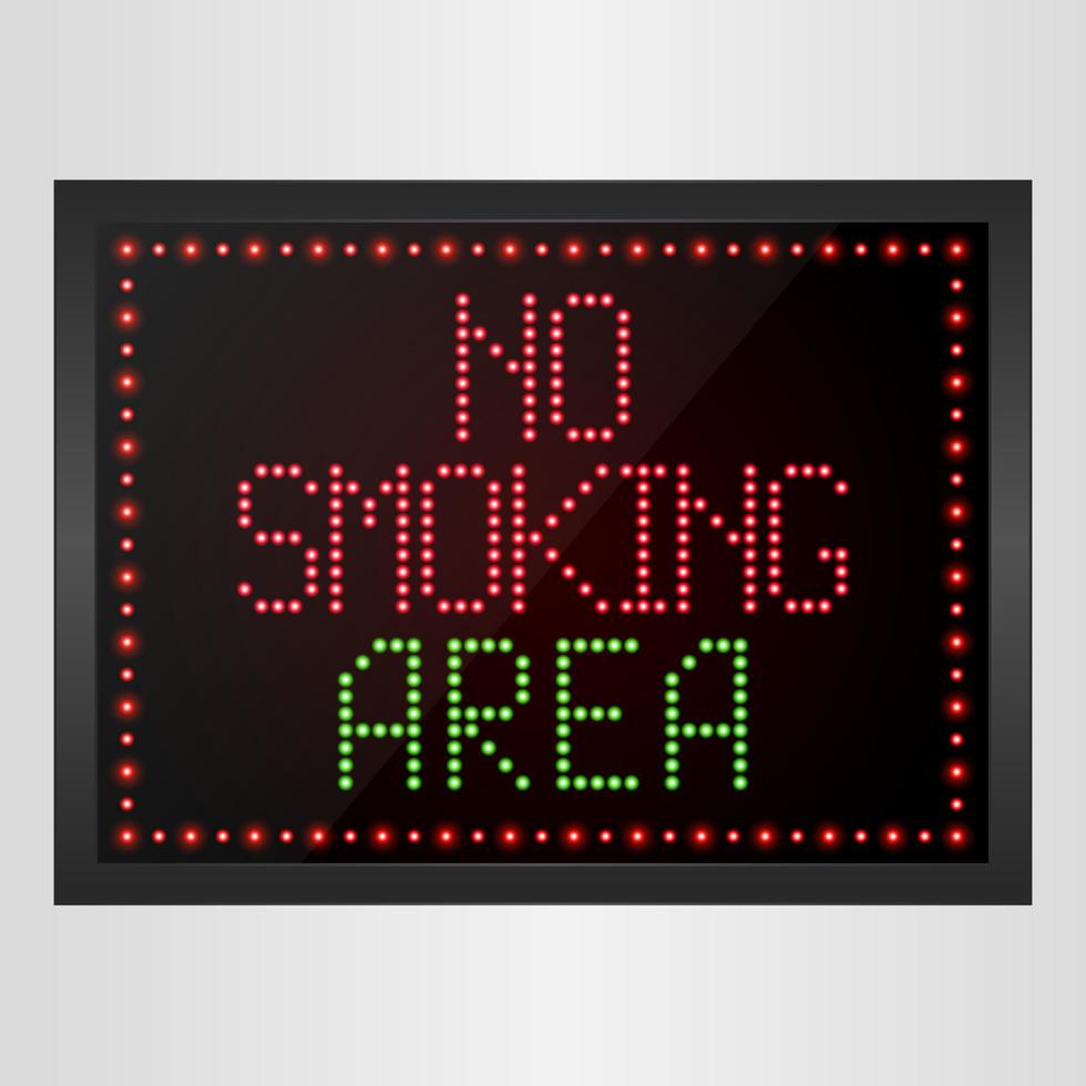 No Smoking Area Notice LED digital Sign vector