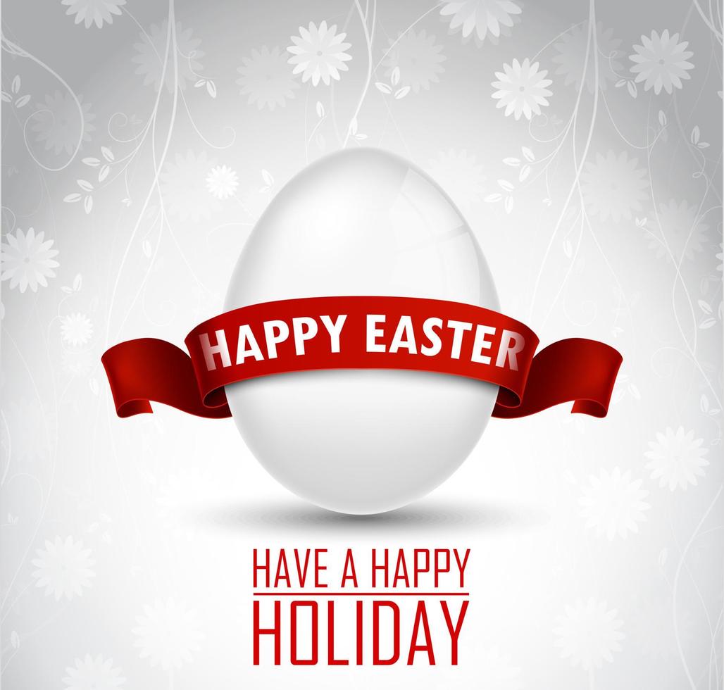 Easter egg with a red ribbon on white background.Vector vector