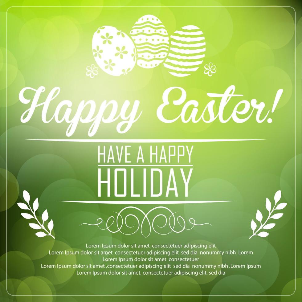 Easter card on green background vector