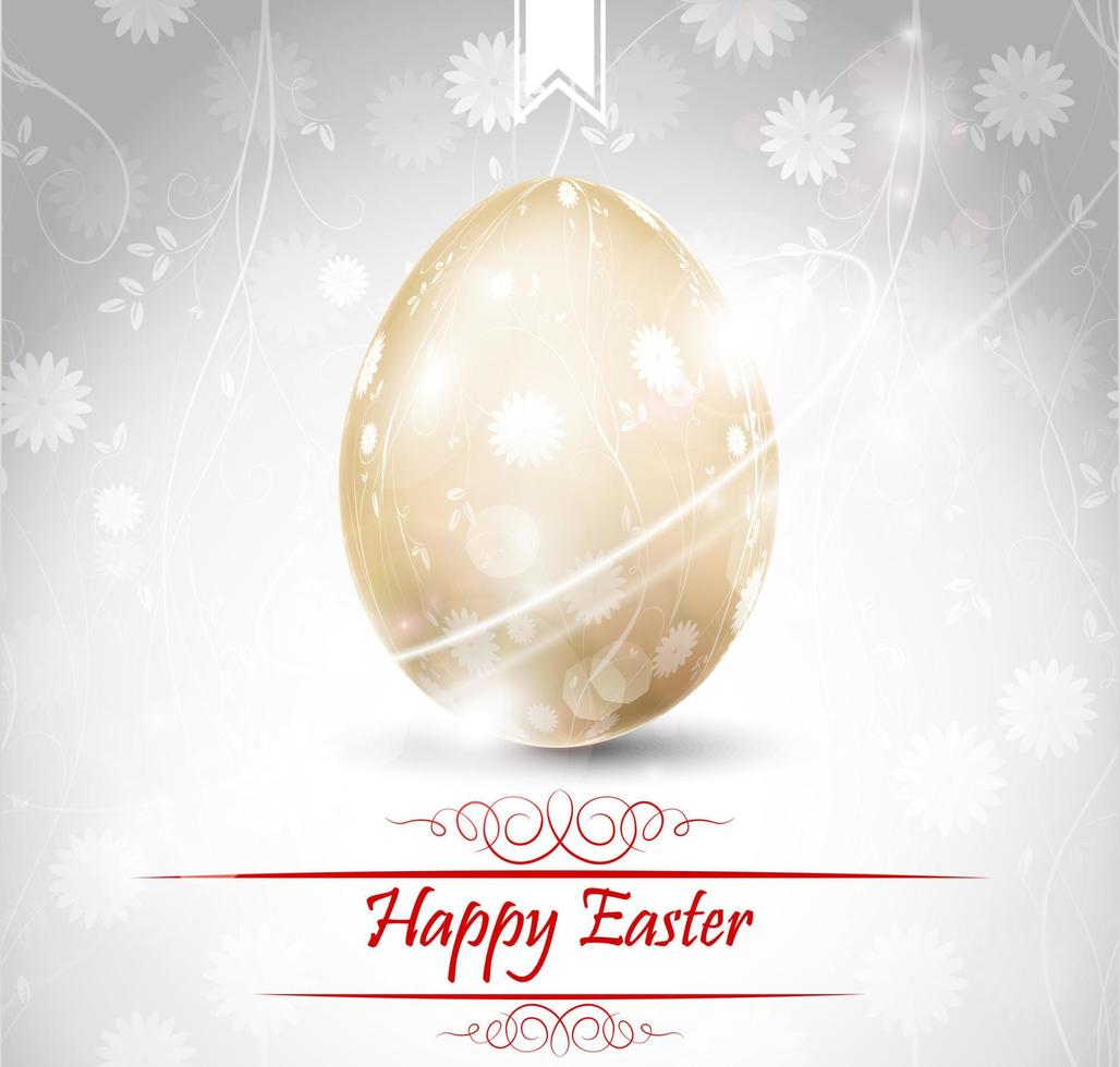 Easter greetings card with golden egg.Vector vector