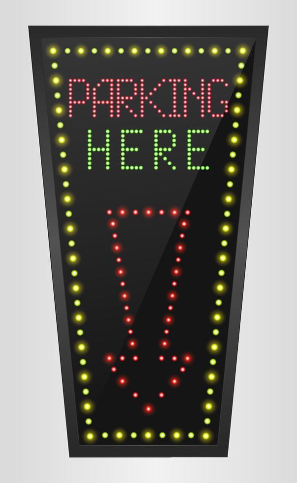 Shining retro light banner parking here on a black background.vector vector