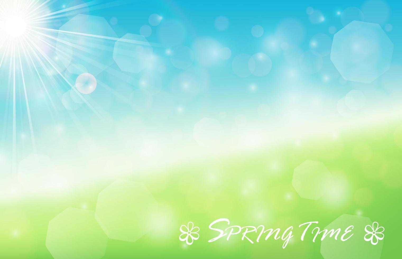 Nature spring bokeh background with sunbeam vector