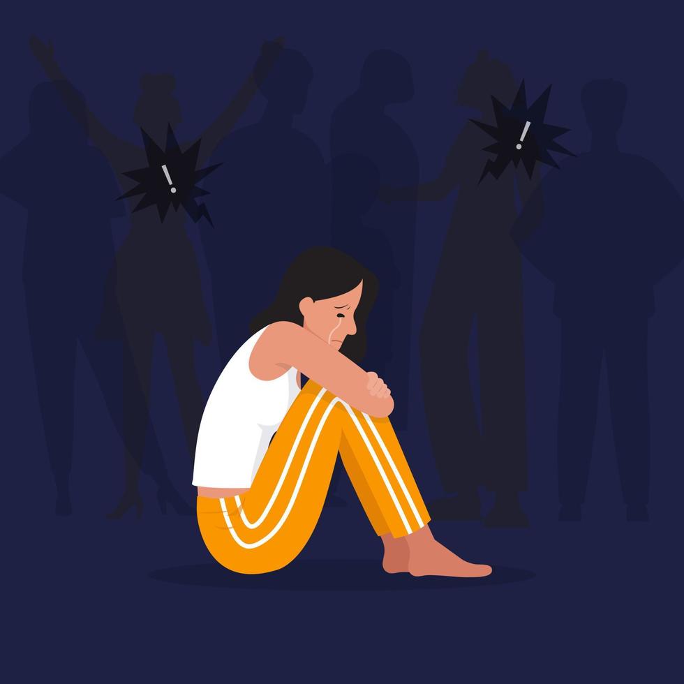 A sad girl with toxic society. vector