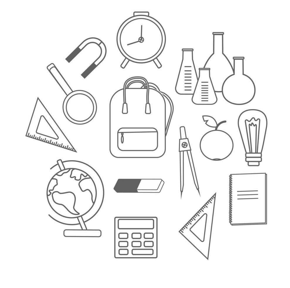 School background is a vector stock illustration with a place for text. A template with a place for text. A postcard for a student. College. Back to school. Isolated on a white background.