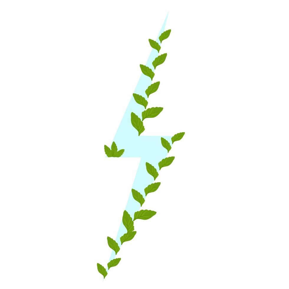 Concept of Environmentally friendly vector stock illustration. The energy icon. Green leaves. Bio. Solar battery. Isolated on a white background.