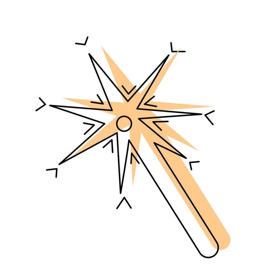 Orange magic wand in doodle style. vector