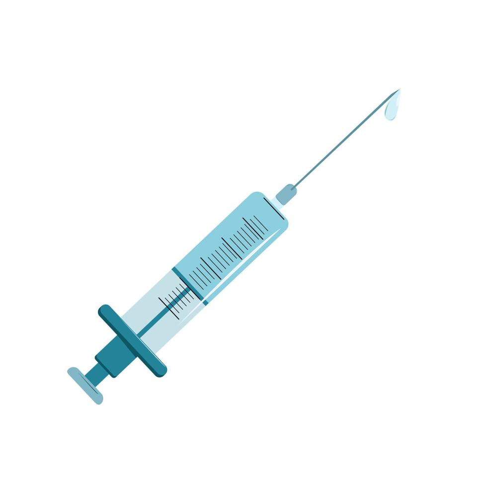 A syringe with a needle for injections. vector