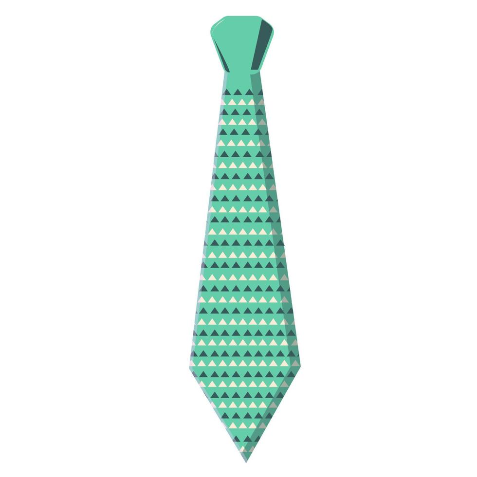 A green tie with white and dark green triangles. vector