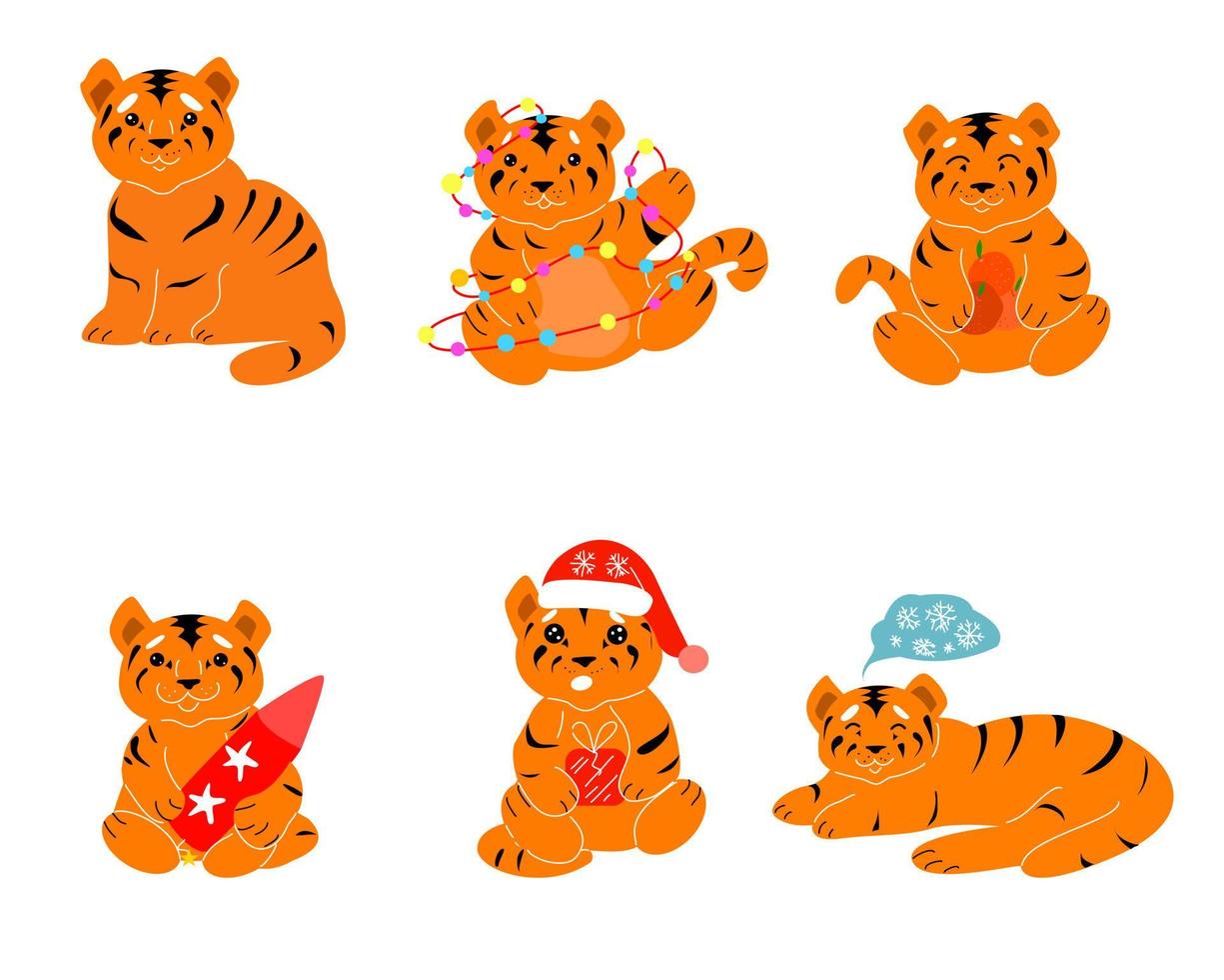 A set of New Year's tiger cubs for 2022. vector