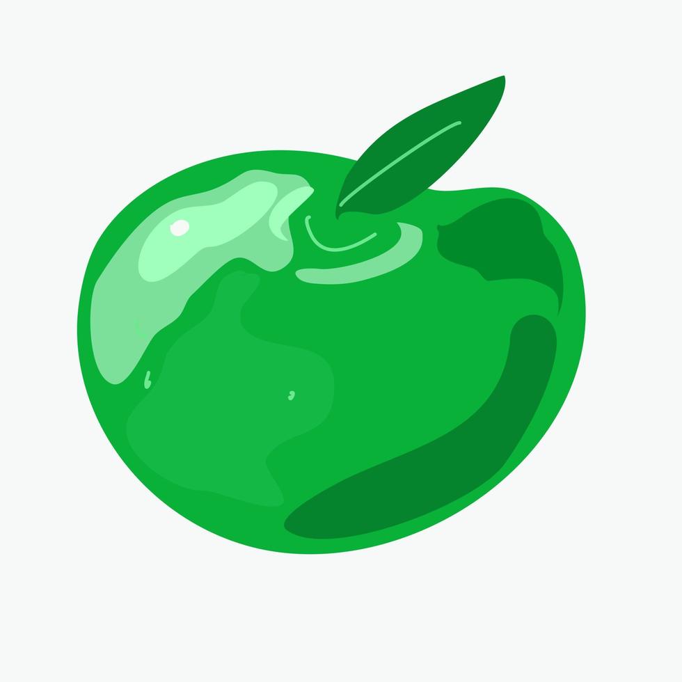 Green ripe apple on a white background. vector