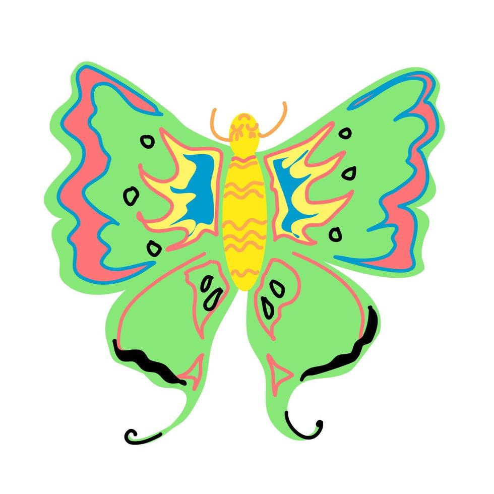 una hermosa mariposa con alas verdes. vector