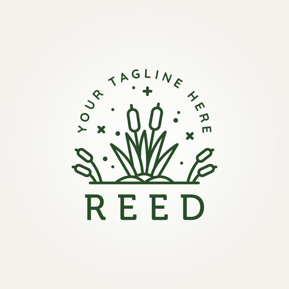 reed cattails river minimalist line art logo icon vector