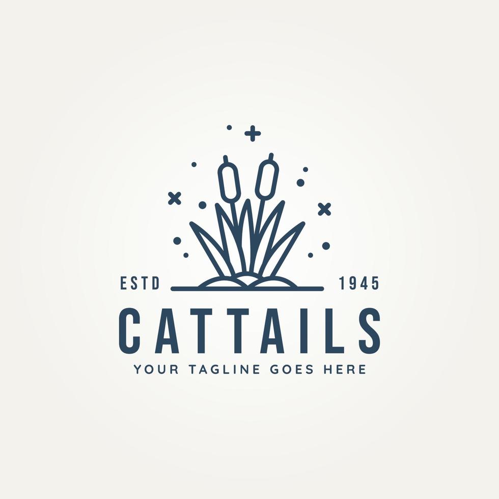 cattail above the water minimalist line art logo vector