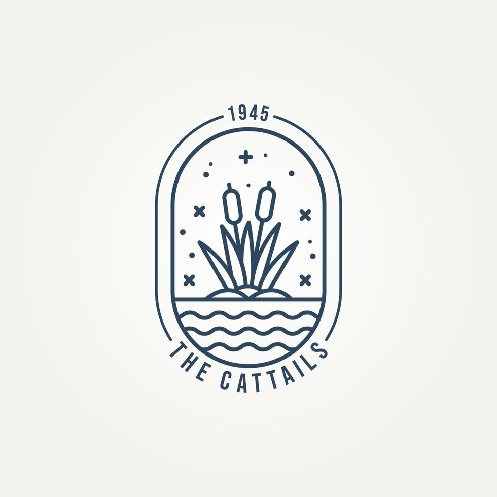 cattails minimalist line art logo badge vector