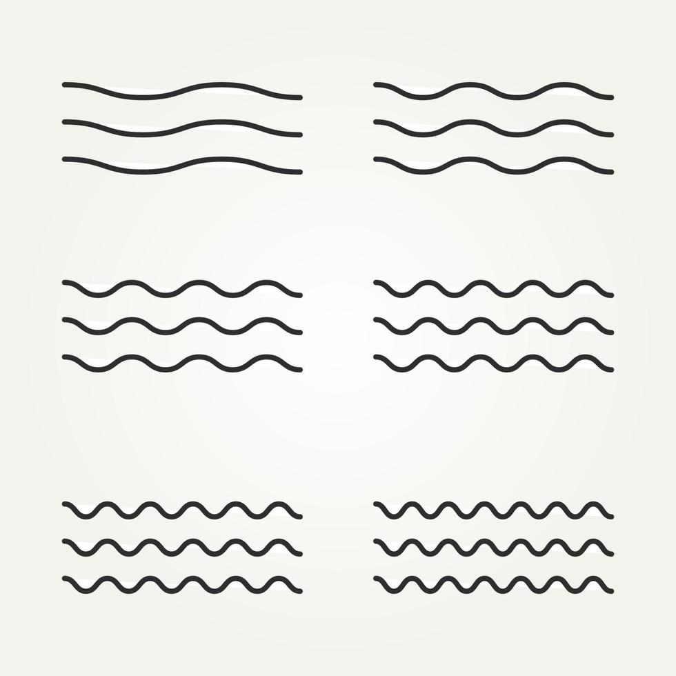 bundle set of ocean, lake, and river waves icon vector