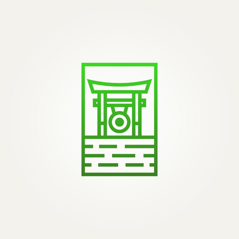 japanese torii gate gong minimalist line art logo vector