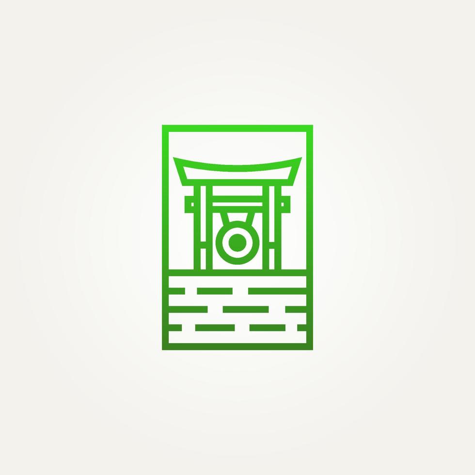 logotipo de arte lineal minimalista japonés torii gate gong vector