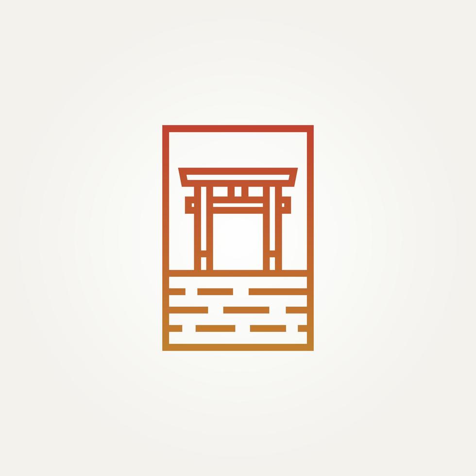 ancient torii gate landmark minimalist logo vector