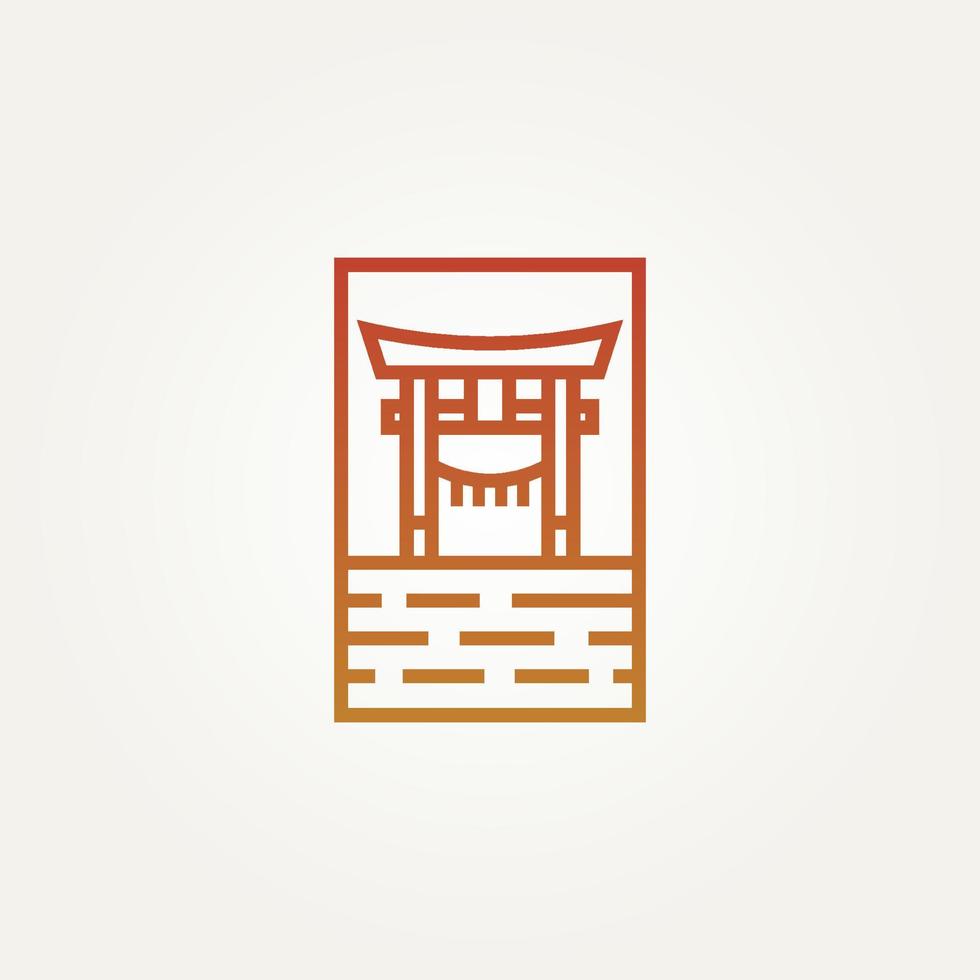 torri gate landmark minimalist line art logo vector