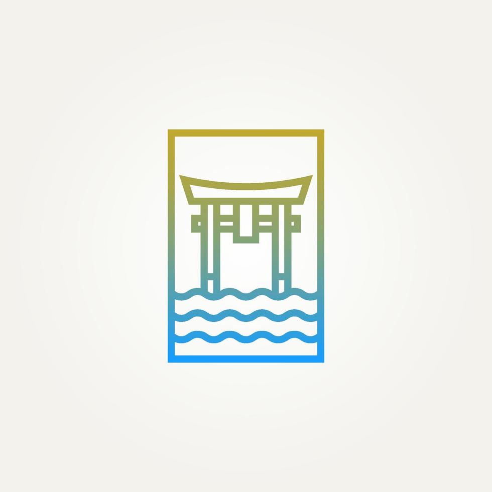 itsukushima shrine torii gate minimalist line art vector