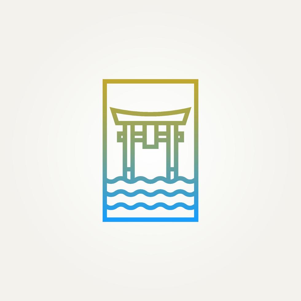 itsukushima shrine torii gate minimalist line art vector